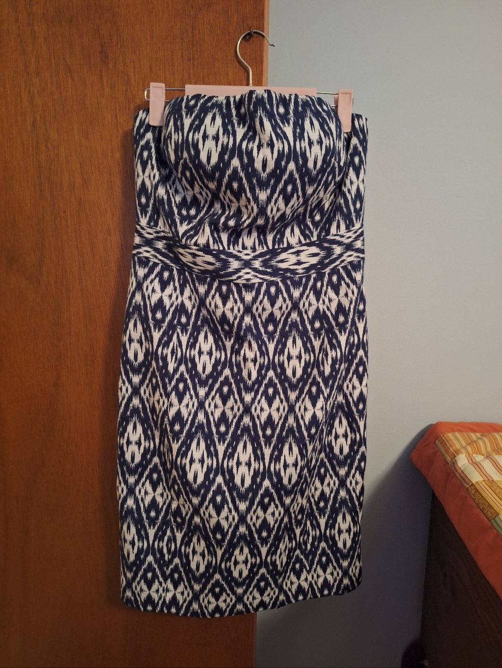 Final Price* Banana Republic Strapless Navy White Pencil Skirt-Lined Size 6